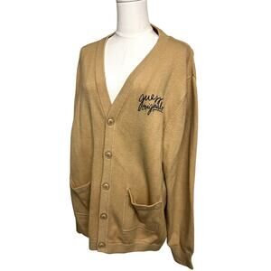 Guess Originals Cardigan Size Large Camel Tan Browns Grandpa Vintage Style